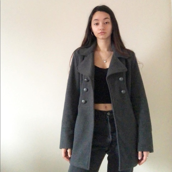 Grey double breasted coat - Picture 6 of 8